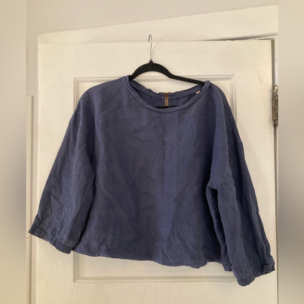 Navy, Linen Women's Top